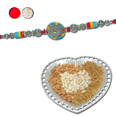 "Rakhi - ZR-5530 A (Single Rakhi), Dryfruit Thali - code RD800 - Click here to View more details about this Product